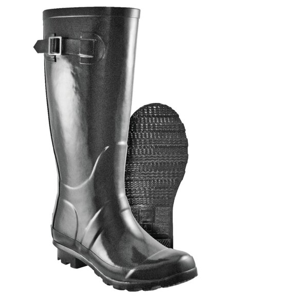 Outbound Women's Strap Rubber Boot, Black, 14-in - Picture 1 of 9